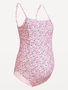 Maternity Pink Floral One-Piece Swimsuit